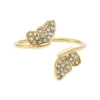 Anillo apilable Sutton Pavé Butterfly en acero inoxidable dorado