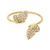 Anillo apilable Sutton Pavé Butterfly en acero inoxidable dorado