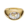 Anillo con sello Sutton Shaky Glitz de acero inoxidable dorado con luna y estrella