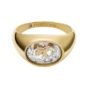Anillo con sello Sutton Shaky Glitz de acero inoxidable dorado con luna y estrella