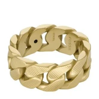 Anillo de acero inoxidable con cadena de textura lineal Harlow en tono dorado