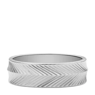 Anillo de acero inoxidable con textura lineal Harlow