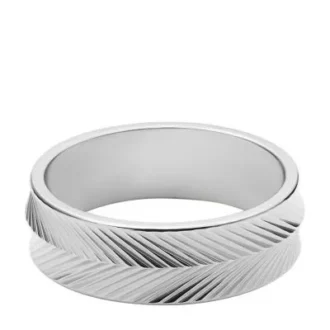 Anillo de acero inoxidable con textura lineal Harlow