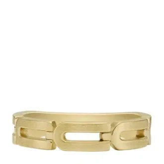 Anillo de banda con cadena Heritage D-Link en acero inoxidable dorado