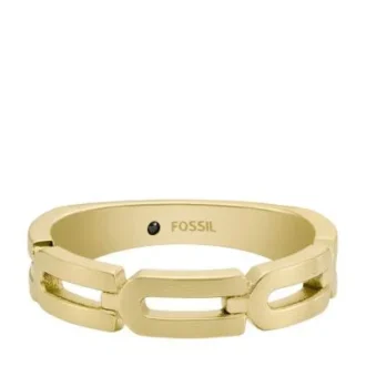Anillo de banda con cadena Heritage D-Link en acero inoxidable dorado