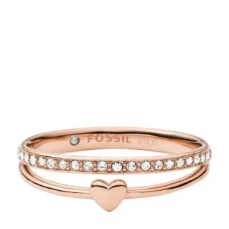 Anillo de banda de acero inoxidable en tono oro rosa Sutton Hearts To You