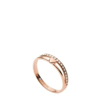 Anillo de banda de acero inoxidable en tono oro rosa Sutton Hearts To You