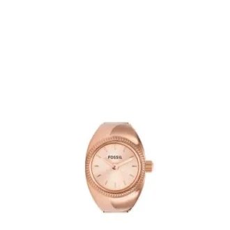 Anillo de reloj de acero inoxidable tono oro rosa con dos agujas