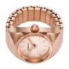 Anillo de reloj de acero inoxidable tono oro rosa con dos agujas