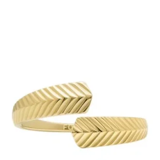 Anillo envolvente Harlow de acero inoxidable dorado con textura lineal