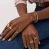 Anillo de sello Heritage D-Link Glitz en acero inoxidable dorado