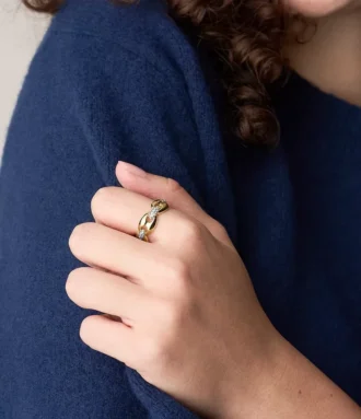 Anillo Heritage D-Link Glitz de acero inoxidable en dos tonos