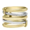 Anillo Prestack de acero inoxidable de dos tonos con textura lineal Harlow