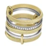 Anillo Prestack de acero inoxidable de dos tonos con textura lineal Harlow