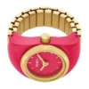 Anillo reloj de acero inoxidable rosa con dos agujas