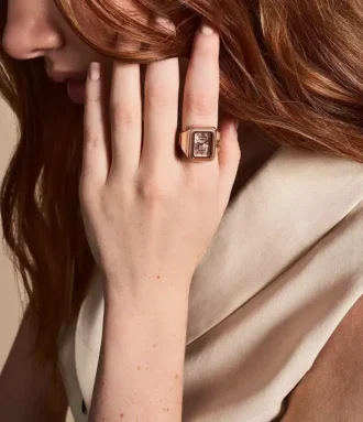 Anillo reloj Raquel Dos agujas Acero inoxidable tono oro rosa