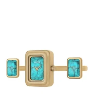 Anillo reloj Raquel Reloj de acero inoxidable dorado de dos agujas