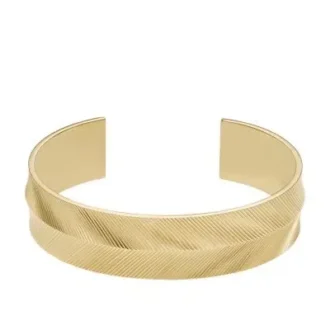 Brazalete Harlow con textura lineal en acero inoxidable dorado