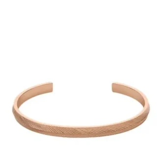 Brazalete Harlow con textura lineal en acero inoxidable tono oro rosa