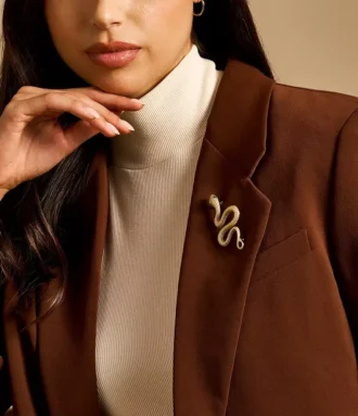 Broche de serpiente de acero inoxidable dorado