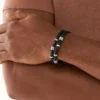 Bronson Leather Essentials Pulsera de cuero negro