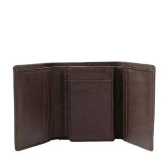 Cartera de cuero Ingram con tres pliegues