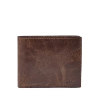 Cartera plegable grande con bolsillo para monedas y RFID de cuero Derrick