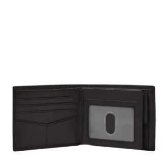 Cartera plegable grande con bolsillo para monedas y RFID de cuero Derrick