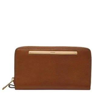 Cartera tipo clutch con cremallera de cuero Liza