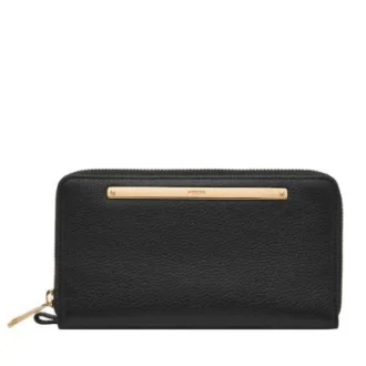 Cartera tipo clutch con cremallera de cuero Liza