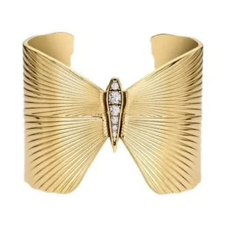 Colección Butterfly Pulsera tipo brazalete de acero inoxidable dorado
