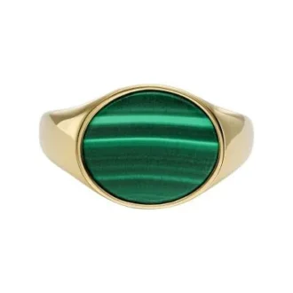 Colección Ellis Signet Anillo de sello con malaquita verde