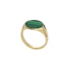 Colección Ellis Signet Anillo de sello con malaquita verde