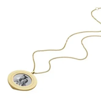Colección Harlow Locket Collar con colgante de acero inoxidable dorado