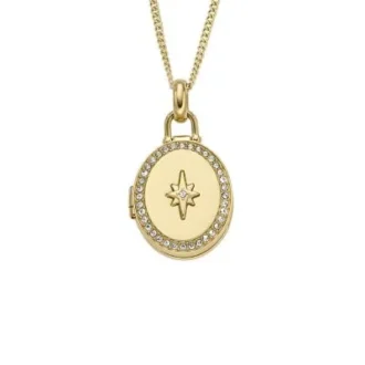 Colección Sadie Locket Collar con colgante de acero inoxidable dorado