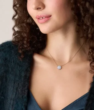 Collar clásico Merrit con colgante de acero inoxidable en tono oro rosa y nácar