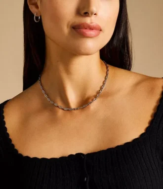 Collar con cadena de latón plateado Heritage D-Link