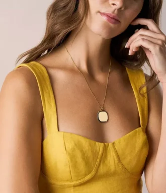 Collar con colgante de acero inoxidable dorado Harlow