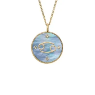 Collar con colgante de acero inoxidable dorado y nácar negro Sutton Zodiac de Cáncer Collar con colgante de acero inoxidable dorado y nácar negro Sutton Zodiac de Cáncer