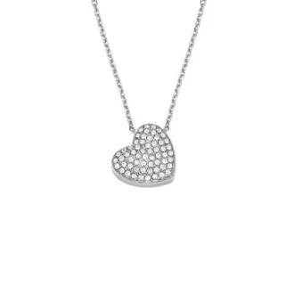 Collar con colgante de acero inoxidable Sutton Glitz Heart