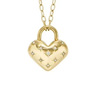 Collar con colgante de corazón de acero inoxidable dorado Sadie All My Love