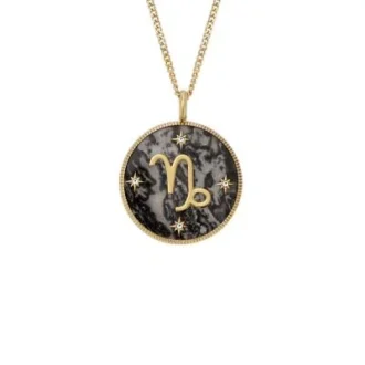 Collar con colgante de hematita gris y acero inoxidable dorado Capricorn Sutton Zodiac Collar con colgante de hematita gris y acero inoxidable dorado Capricorn Sutton Zodiac