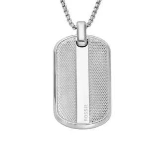 Collar con placa de identificación de acero inoxidable con textura moleteada a máquina