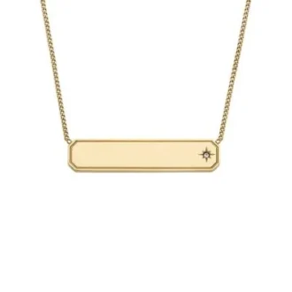 Collar con placa de identificación Sadie en acero inoxidable dorado