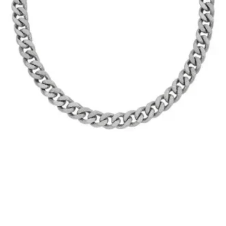 Collar de acero inoxidable con cadena de textura lineal Harlow