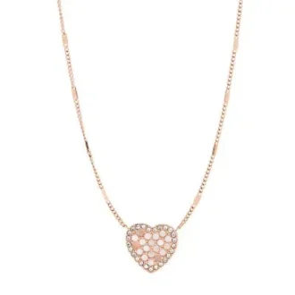 Collar de acero inoxidable en tono oro rosa con corazón mosaico
