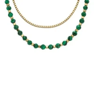 Collar de cuentas de malaquita verde reconstituida All Stacked Up Collar de cuentas de malaquita verde reconstituida All Stacked Up