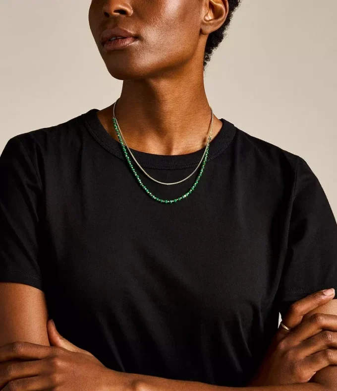Collar de cuentas de malaquita verde reconstituida All Stacked Up