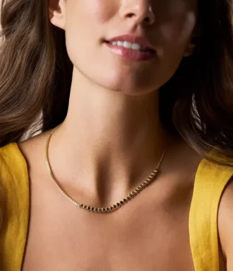 Collar de tenis con eslabones en forma de corazón de latón dorado Sutton Love-All