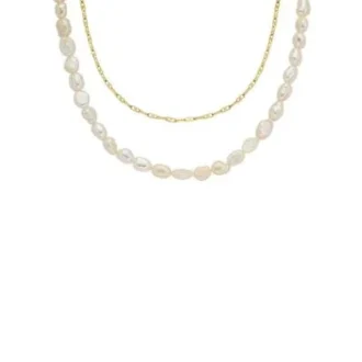 Collar doble Heritage Pearl D-Link con perlas blancas de agua dulce sintéticas
